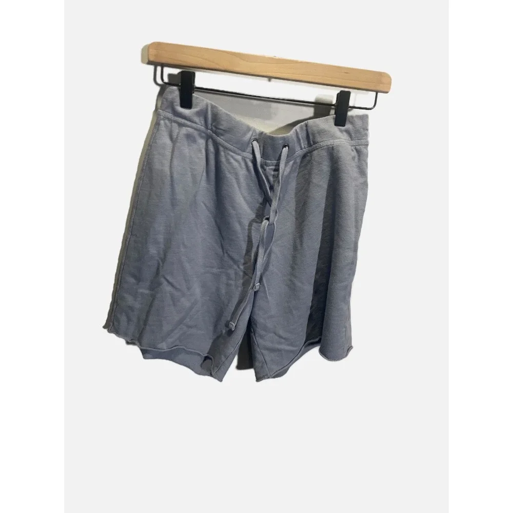 James Perse Shorts Womens 1 Blue French Terry Raw Hem Loungewear Casual Athleisu